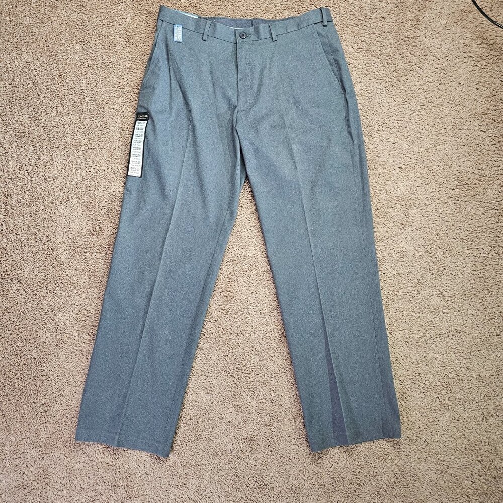 NWT Haggar Premium No Iron Khaki Pants Mens 36x32 Charcoal Heather Classic Fit